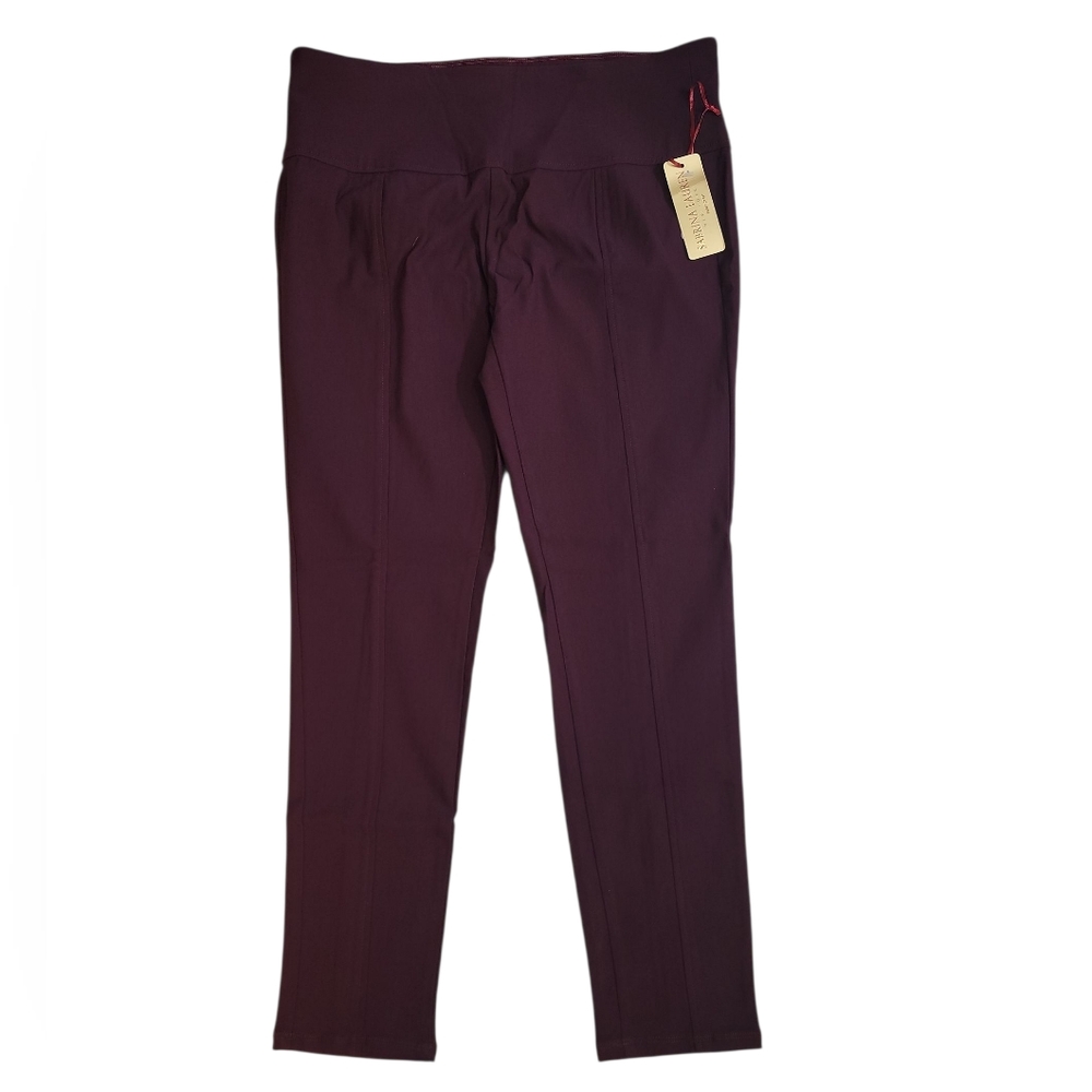 Sabrina Lauren Skinny Perfect Fit Leggings Burgandy Womens Plus Size 16 Athletic
